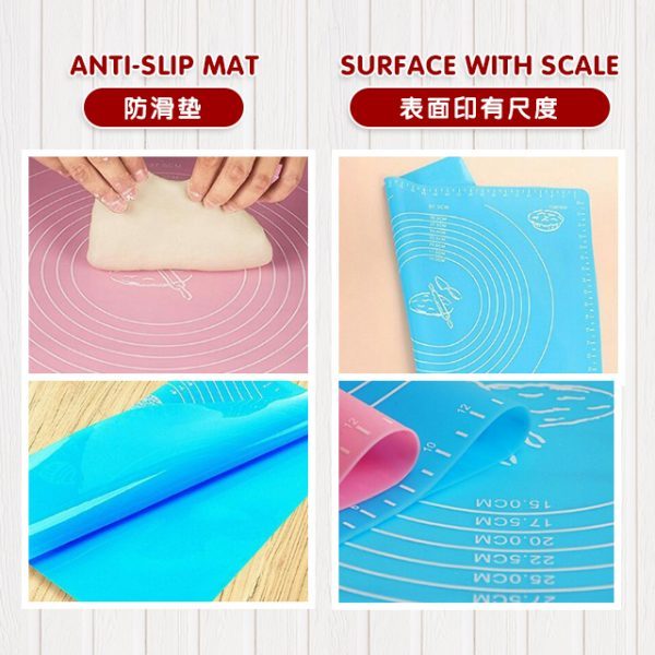 Kitchen Silicone Rolling Pin + Silicone Mat