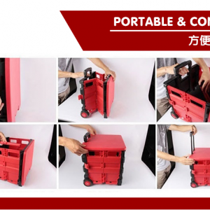 Multi-Purpose, Heavy Duty Foldable Shopping Cart Trolley 45L