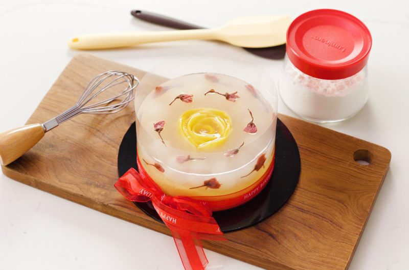 Sakura Longan Mango Jelly Cake 樱花龙眼芒果果冻蛋糕
